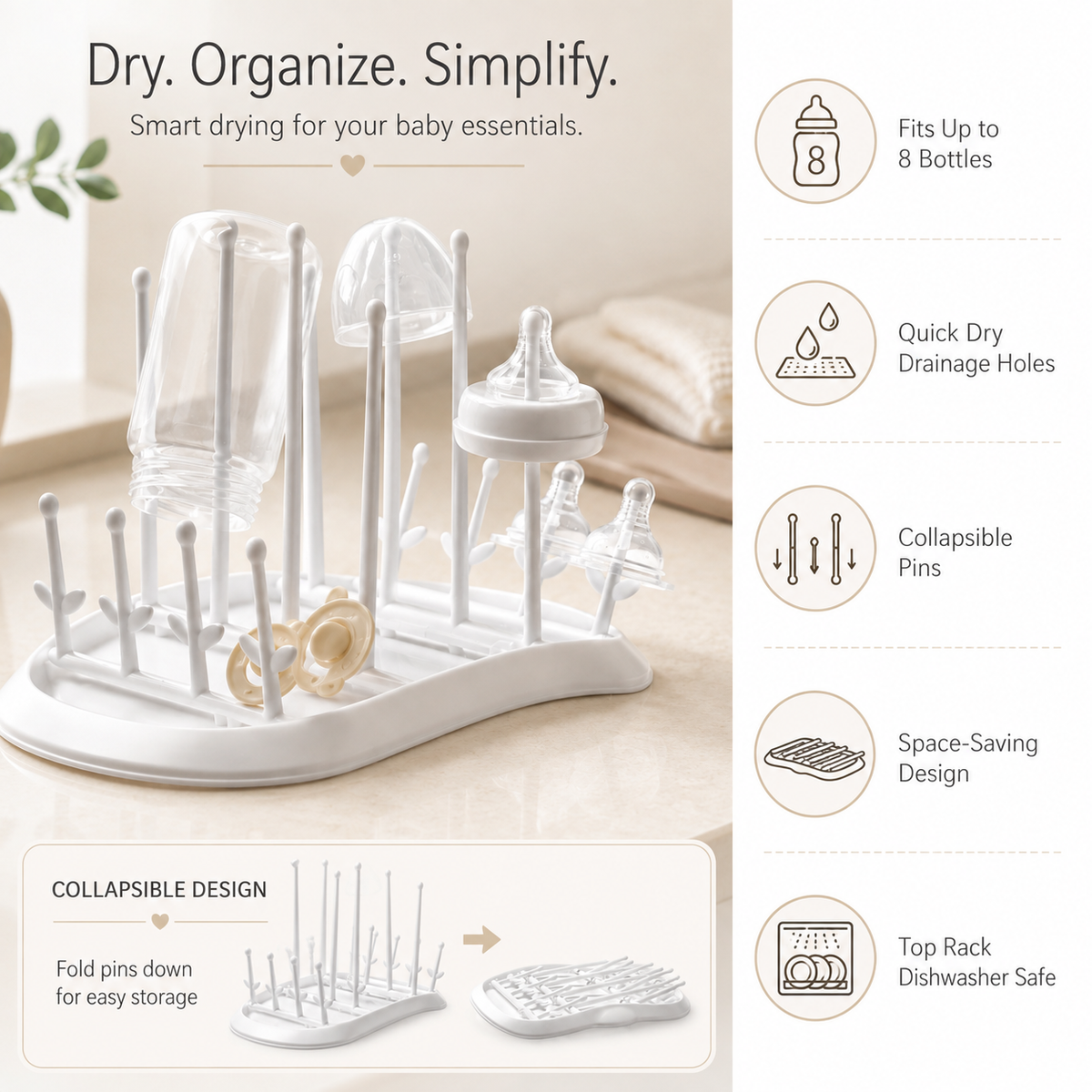 Fold & Flow 8-Bottle Baby Drying Rack