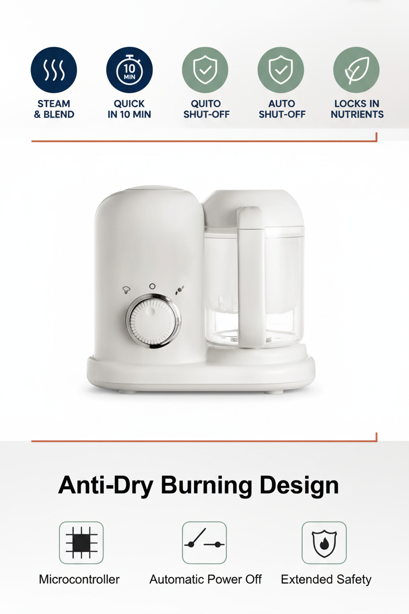 Baby Food Maker Feature Infographic